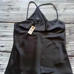Express Black Satin Cowl-Neck Camisole